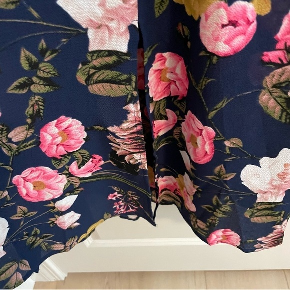 Eliza J. Floral Midi Dress Blue 3/4 Sleeve Size 4 - Picture 7 of 14